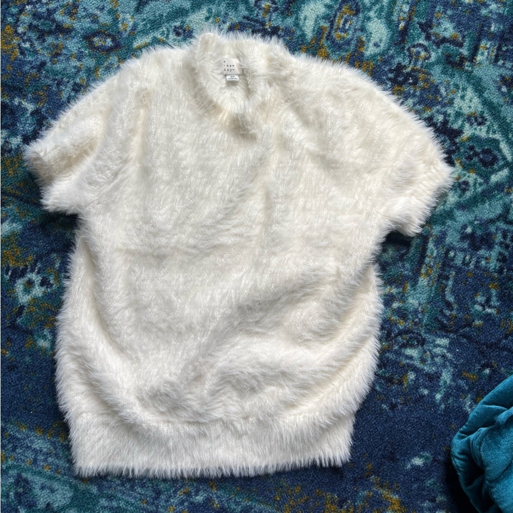 a new day Women's Fuzzy White Sweater